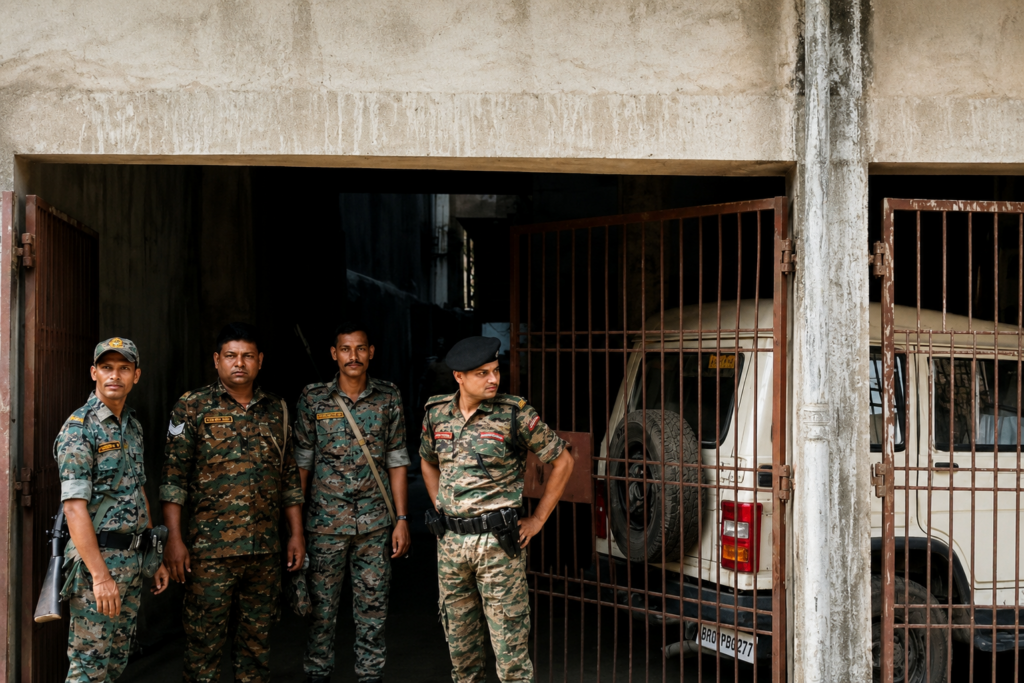 छापेमारी के दौरान मौजद पुलिस कर्मी