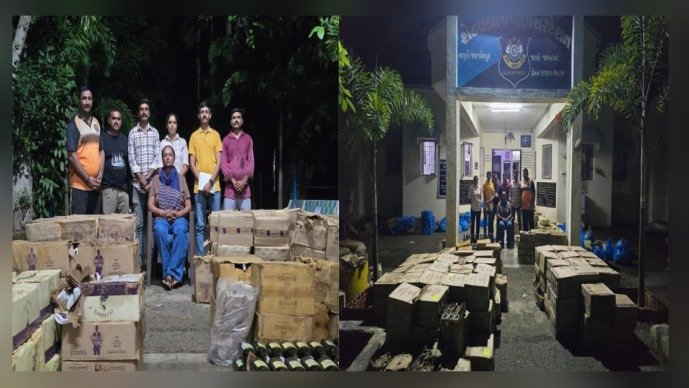 મેઘપર આંબરડીમાં પોલીસનો દરોડો: ₹42.37 લાખનો વિદેશી દારૂનો જથ્થો જપ્ત, આરોપીઓ ફરાર