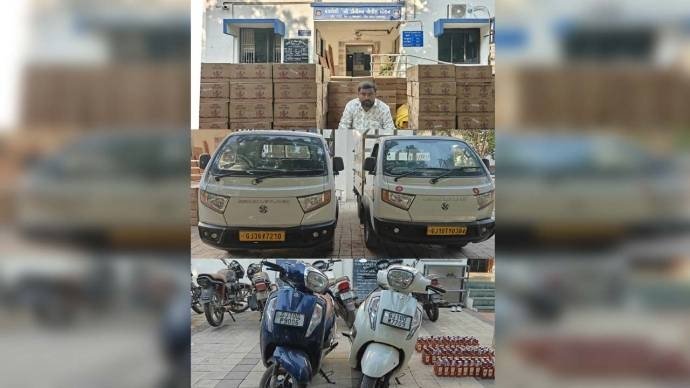 પ્લાસ્ટિકના દાણાની આડમાં જામનગરમાં દારૂની હેરાફેરીનો પર્દાફાશ: 10,409 બોટલ અને વાહનો સહિત રૂ.1.37 કરોડનો મુદ્દામાલ જપ્ત
